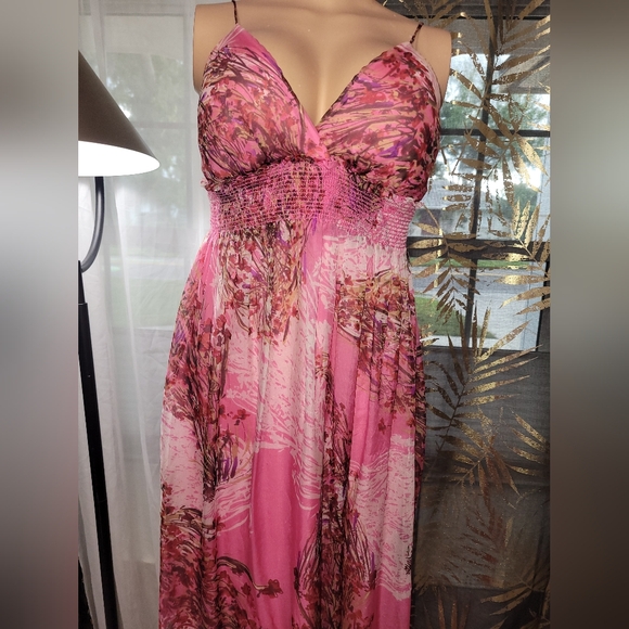 Elegant Pink Floral Maxi Dress Size # S - Picture 14 of 14
